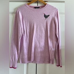 Joules Light Pink Sweater with Embroidered Hen